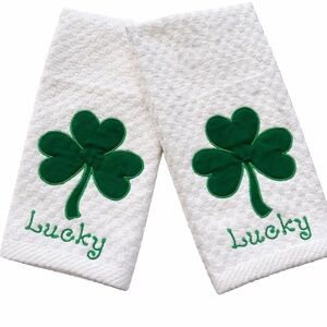 Lucky Kitchen Towels with Green Shamrock Design